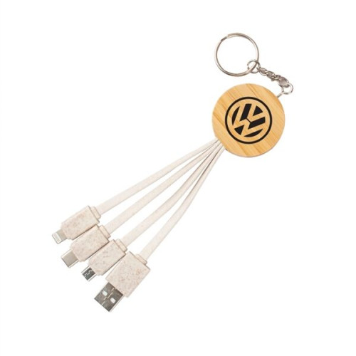 Eco Friendly Bamboo And Wheat Straw 4 In 1 Charging Cable