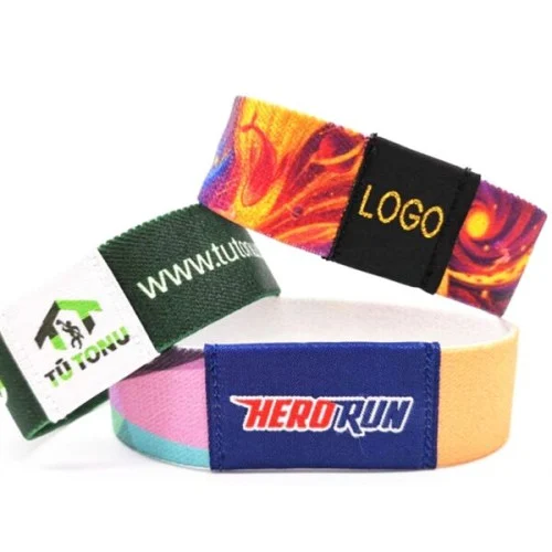5/8" Sublimated Elastic Event Wristband w Customizable Woven