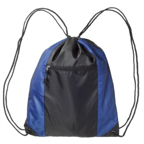 Two Color Front Zipper Pocket Drawstring Bag (18.5"x14.75")