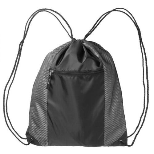 Two Color Front Zipper Pocket Drawstring Bag (18.5"x14.75")