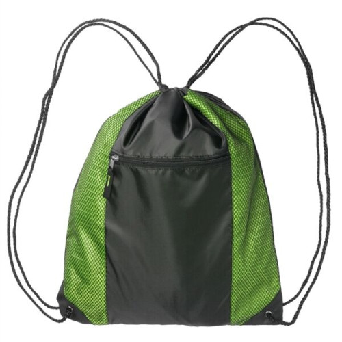 Two Color Front Zipper Pocket Drawstring Bag (18.5"x14.75")