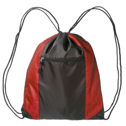 Two Color Front Zipper Pocket Drawstring Bag (18.5"x14.75")