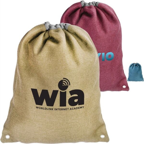 Linen Cromwell Drawstring Backpacks (13" x 16")