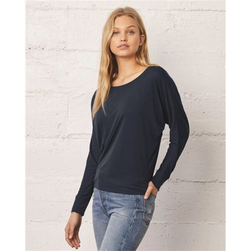 BELLA + CANVAS Women's Flowy Off Shoulder Long Sleeve Tee