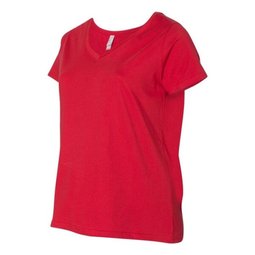 LAT Curvy Collection Women's Premium Jersey V-Neck Tee