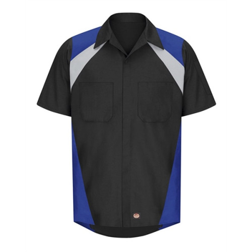 Red Kap Men's Tri-Color Short Sleeve Shop Shirt