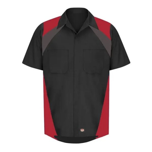 Red Kap Men's Tri-Color Short Sleeve Shop Shirt