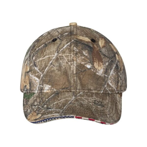 Outdoor Cap Camo with Flag Sandwich Visor Cap