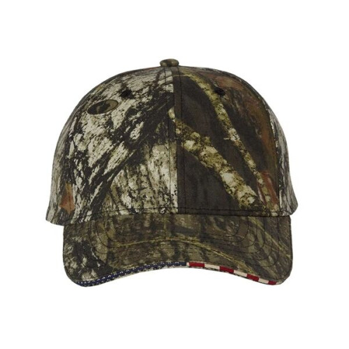 Outdoor Cap Camo with Flag Sandwich Visor Cap