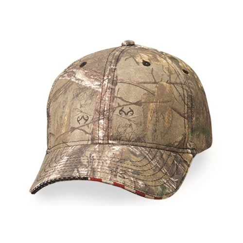 Outdoor Cap Camo with Flag Sandwich Visor Cap