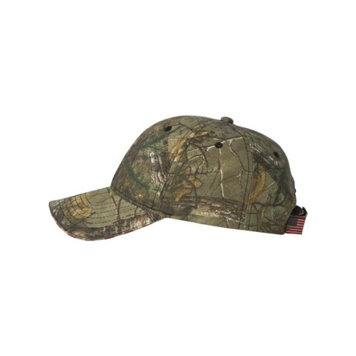 Outdoor Cap Camo with Flag Sandwich Visor Cap