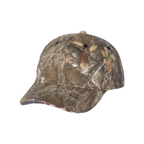Outdoor Cap Camo with Flag Sandwich Visor Cap