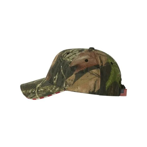 Outdoor Cap Camo with Flag Sandwich Visor Cap