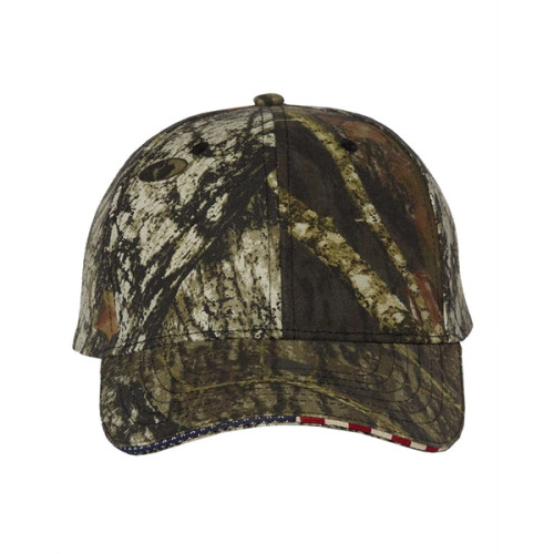 Outdoor Cap Camo with Flag Sandwich Visor Cap