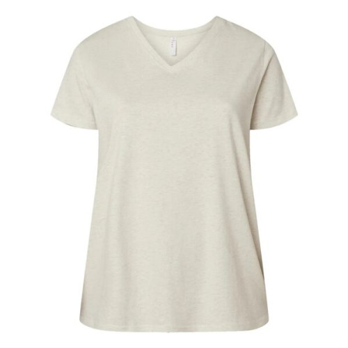 LAT Women's Curvy Collection Fine Jersey V-Neck Tee