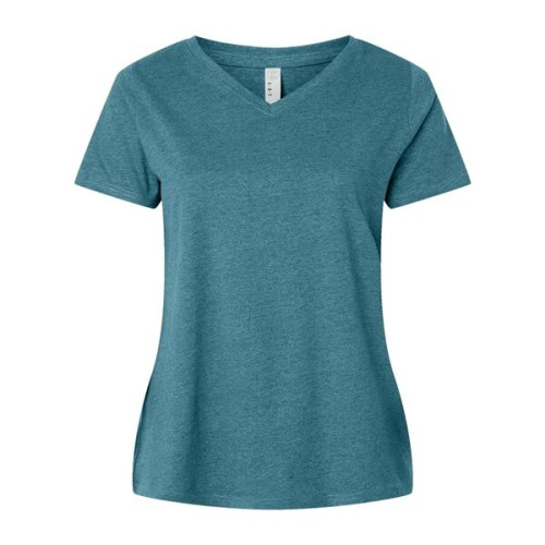 LAT Women's Curvy Collection Fine Jersey V-Neck Tee