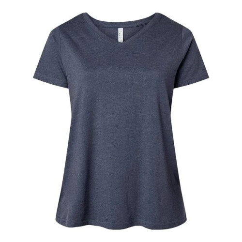 LAT Women's Curvy Collection Fine Jersey V-Neck Tee