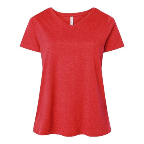 LAT Women's Curvy Collection Fine Jersey V-Neck Tee