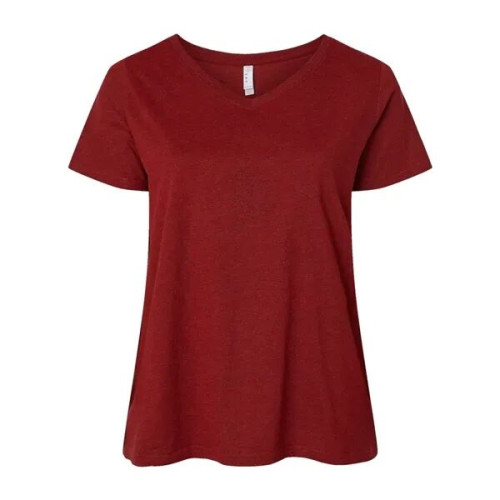 LAT Women's Curvy Collection Fine Jersey V-Neck Tee
