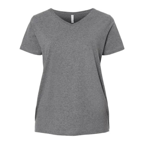 LAT Women's Curvy Collection Fine Jersey V-Neck Tee