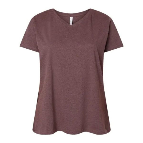 LAT Women's Curvy Collection Fine Jersey V-Neck Tee
