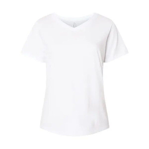 LAT Women's Curvy Collection Fine Jersey V-Neck Tee