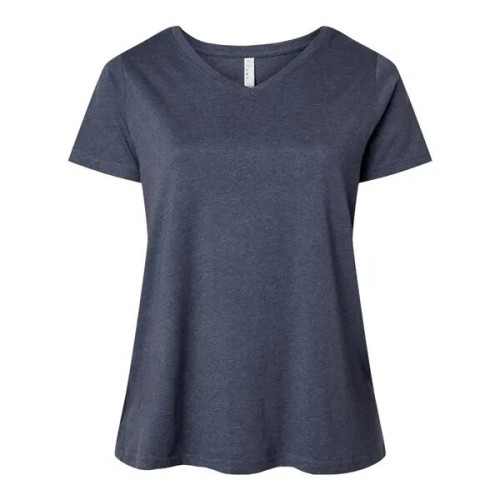 LAT Women's Curvy Collection Fine Jersey V-Neck Tee