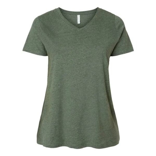 LAT Women's Curvy Collection Fine Jersey V-Neck Tee