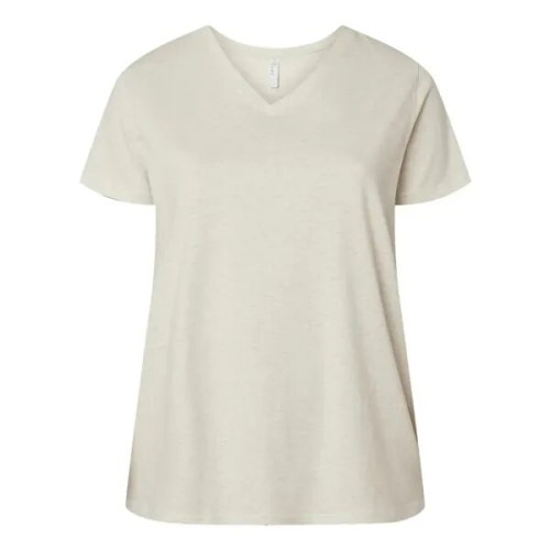LAT Women's Curvy Collection Fine Jersey V-Neck Tee