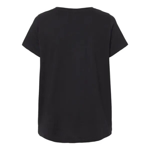 LAT Women's Curvy Collection Fine Jersey V-Neck Tee