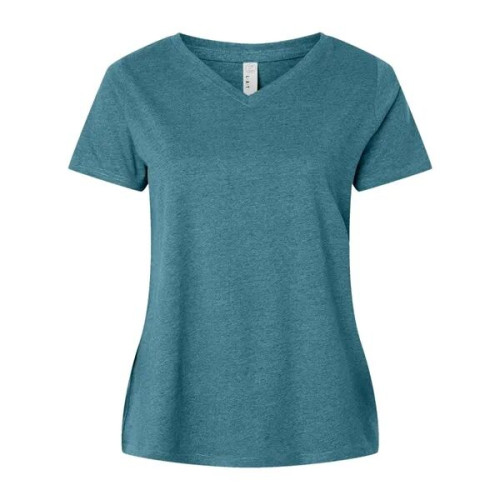 LAT Women's Curvy Collection Fine Jersey V-Neck Tee
