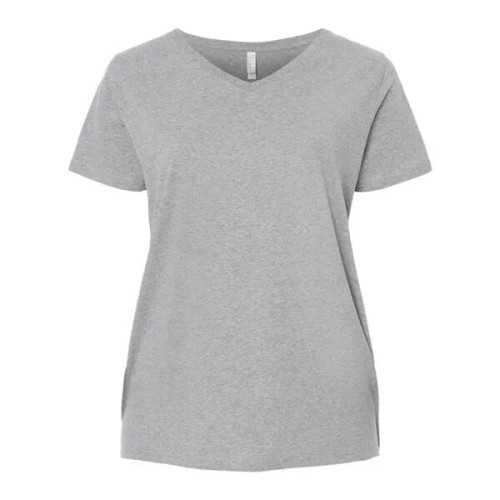 LAT Women's Curvy Collection Fine Jersey V-Neck Tee