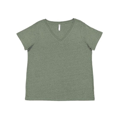 LAT Women's Curvy Collection Fine Jersey V-Neck Tee