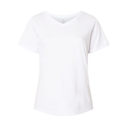 LAT Women's Curvy Collection Fine Jersey V-Neck Tee