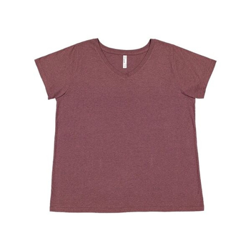 LAT Women's Curvy Collection Fine Jersey V-Neck Tee