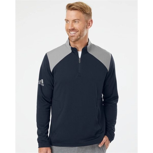 Adidas Men's Textured Mixed Media Quarter-Zip Pullover