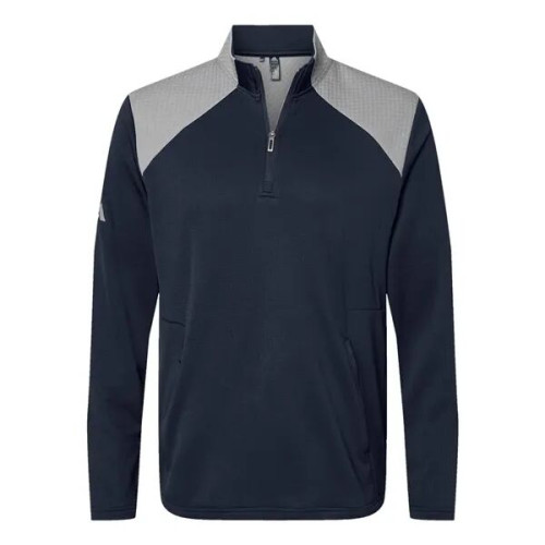 Adidas Men's Textured Mixed Media Quarter-Zip Pullover