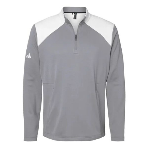 Adidas Men's Textured Mixed Media Quarter-Zip Pullover