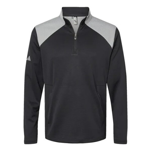 Adidas Men's Textured Mixed Media Quarter-Zip Pullover
