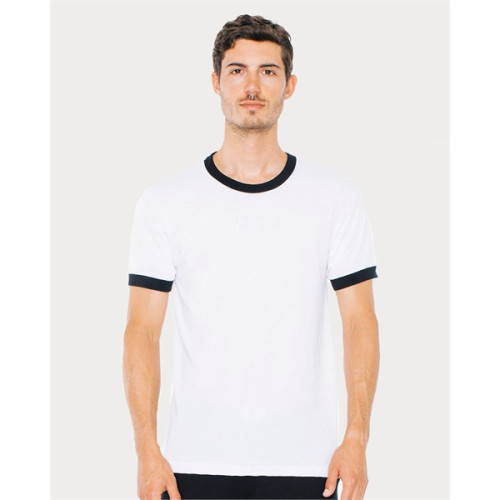 American Apparel Unisex USA-Made 50/50 Ringer Tee
