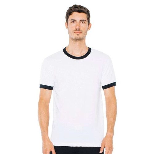 American Apparel Unisex USA-Made 50/50 Ringer Tee