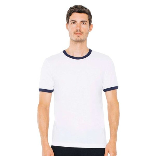 American Apparel Unisex USA-Made 50/50 Ringer Tee