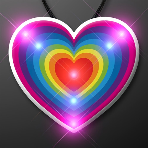 Retro Rainbow Heart Blinky Necklace