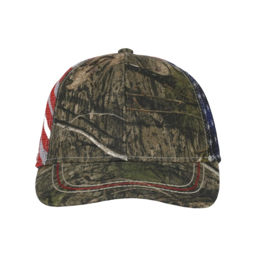 Outdoor Cap Camo with American Flag Mesh Back Cap