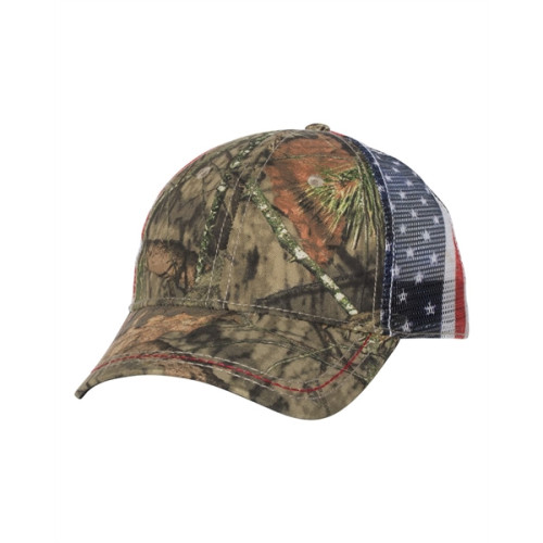 Outdoor Cap Camo with American Flag Mesh Back Cap