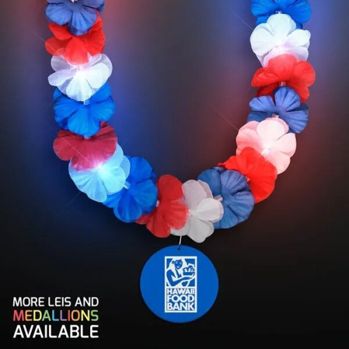 Red, White & Blue LED Hawaiian Lei with Medallion
