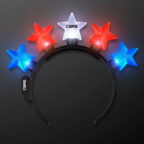 Light Up Stars Headband Red, White & Blue