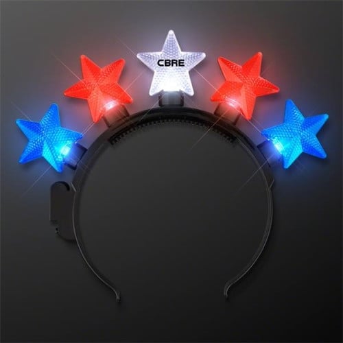 Light Up Stars Headband Red, White & Blue