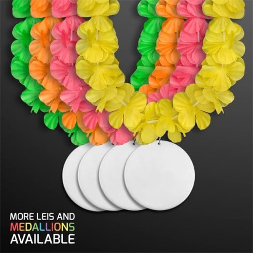 Neon Assorted Hawaiian Leis with Medallion (Non-Light Up)