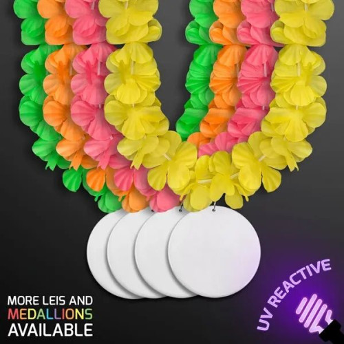 Neon Assorted Hawaiian Leis with Medallion (Non-Light Up)